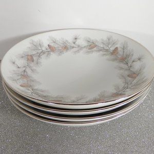 4 Sango SIERRA PINES Coupe Soup Bowls Platinum Trm